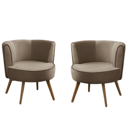 Conjunto com 2 Poltronas Suede Marrom Estrutura de Madeira e Espuma D-26/D-20