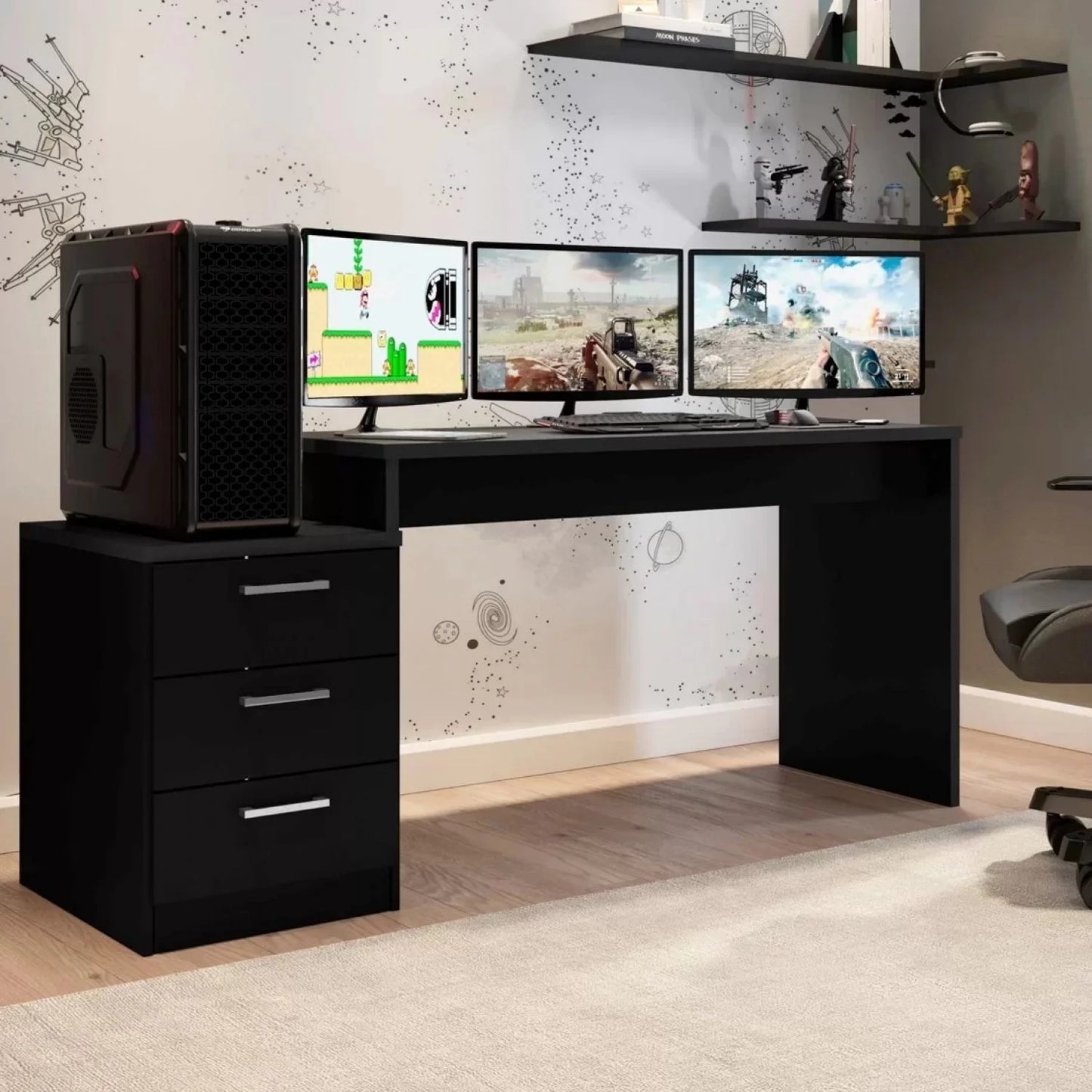 Mesa Gamer Escrivaninha 3 Gavetas DRX5000
