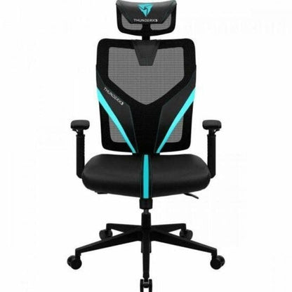 Cadeira Gamer Ergonômica Preto e Ciano com Encosto Reclinável Yama1