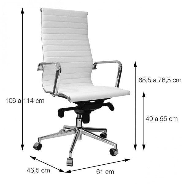 Cadeira Presidente Office Eames com Couro Ecológico e Base Cromada