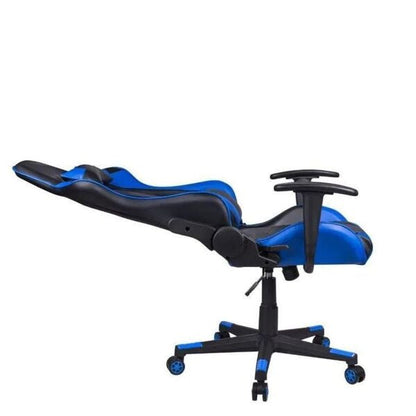 Cadeira Gamer Reclinável com Apoio Lombar e Couro PU Preto e Azul