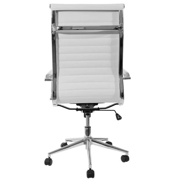 Cadeira Presidente Office Eames com Couro Ecológico e Base Cromada