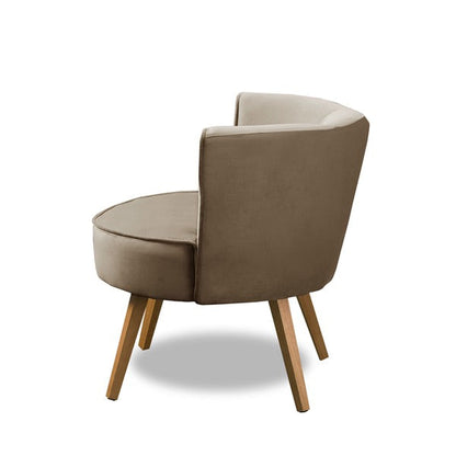 Conjunto com 2 Poltronas Suede Marrom Estrutura de Madeira e Espuma D-26/D-20
