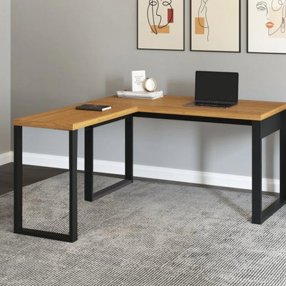 Conjunto 2 Peças Escritório Office Industrial com Mesa em L e Gaveteiro