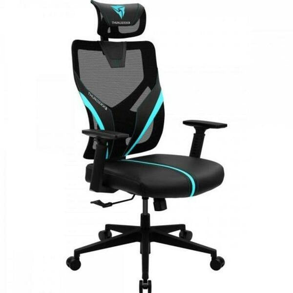 Cadeira Gamer Ergonômica Preto e Ciano com Encosto Reclinável Yama1