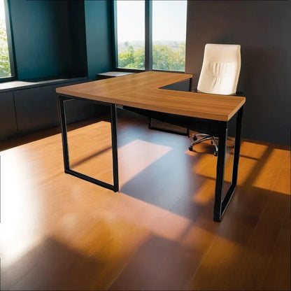 Mesa Escrivaninha em L Grossa 150x128 Nogal/Preto