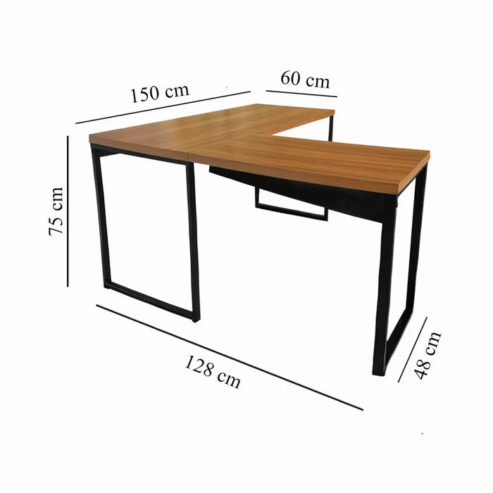 Mesa Escrivaninha em L Grossa 150x128 Nogal/Preto