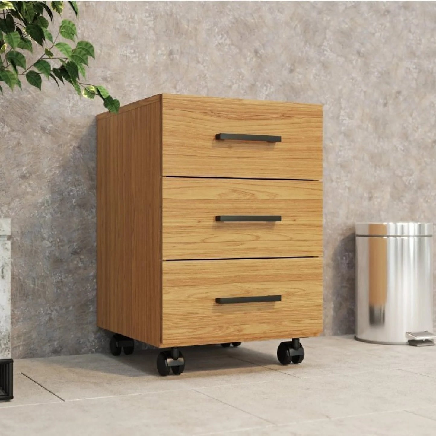 Conjunto 2 Peças Escritório Office Industrial com Mesa em L e Gaveteiro