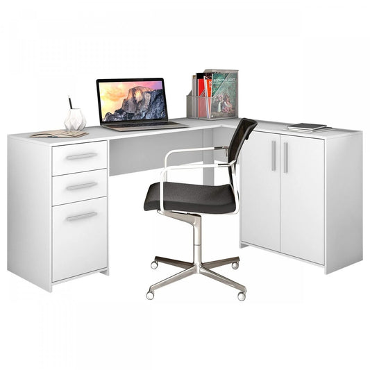 Mesa de Escritório em L 2 Gavetas 3 Portas Office NT 2005