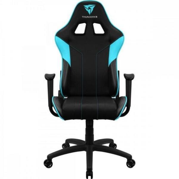Cadeira Gamer Reclinável Couro Sintético Preto Azul com Almofadas EC3
