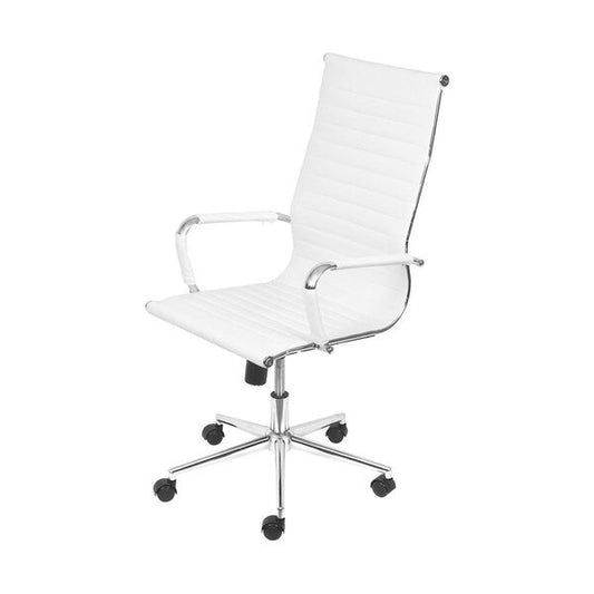 Cadeira Presidente Office Eames com Couro Ecológico e Base Cromada