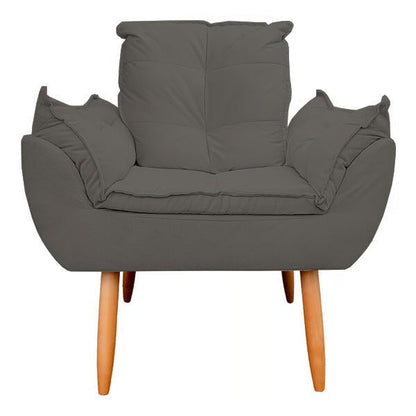 Conjunto com 2 Poltronas Opala em Tecido Grafite com Pés Palito