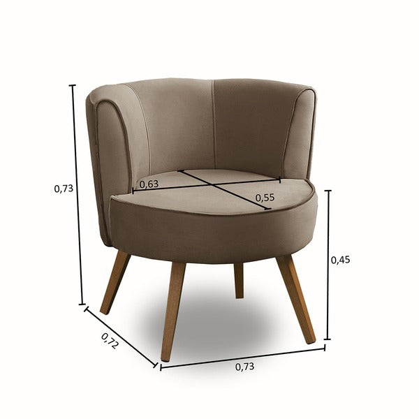 Conjunto com 2 Poltronas Suede Marrom Estrutura de Madeira e Espuma D-26/D-20